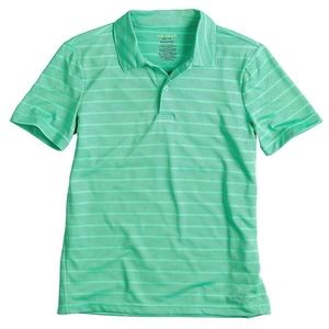 New Boys Tek Gear Green Striped Polo